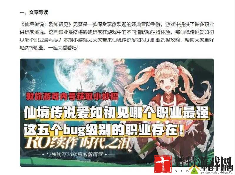 希望传说：职业选择推荐，谁是最强之选？