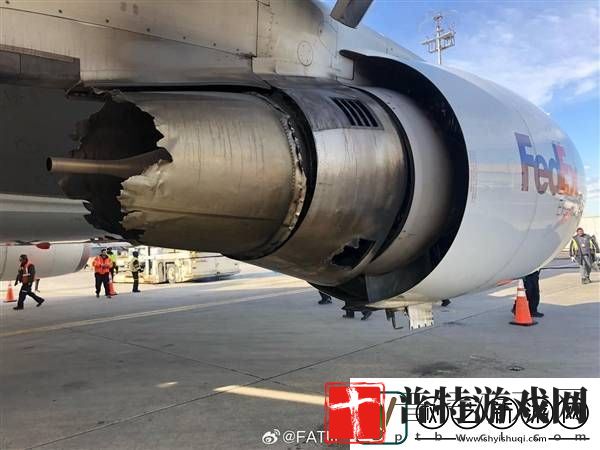 美国波音767飞机撞鸟后空中喷火